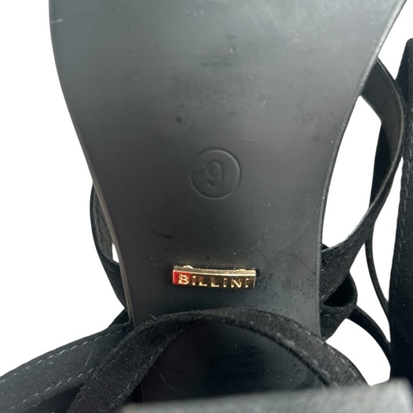 Billini Womens SZ 9 Black Suede Preen Strappy Block Heels Wrap Ankle Whimsigoth - Picture 12 of 14